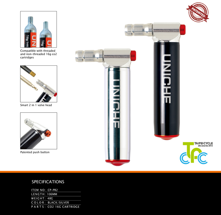UNICHE Elite CO2 Bicycle Inflator with Air Flow Button 